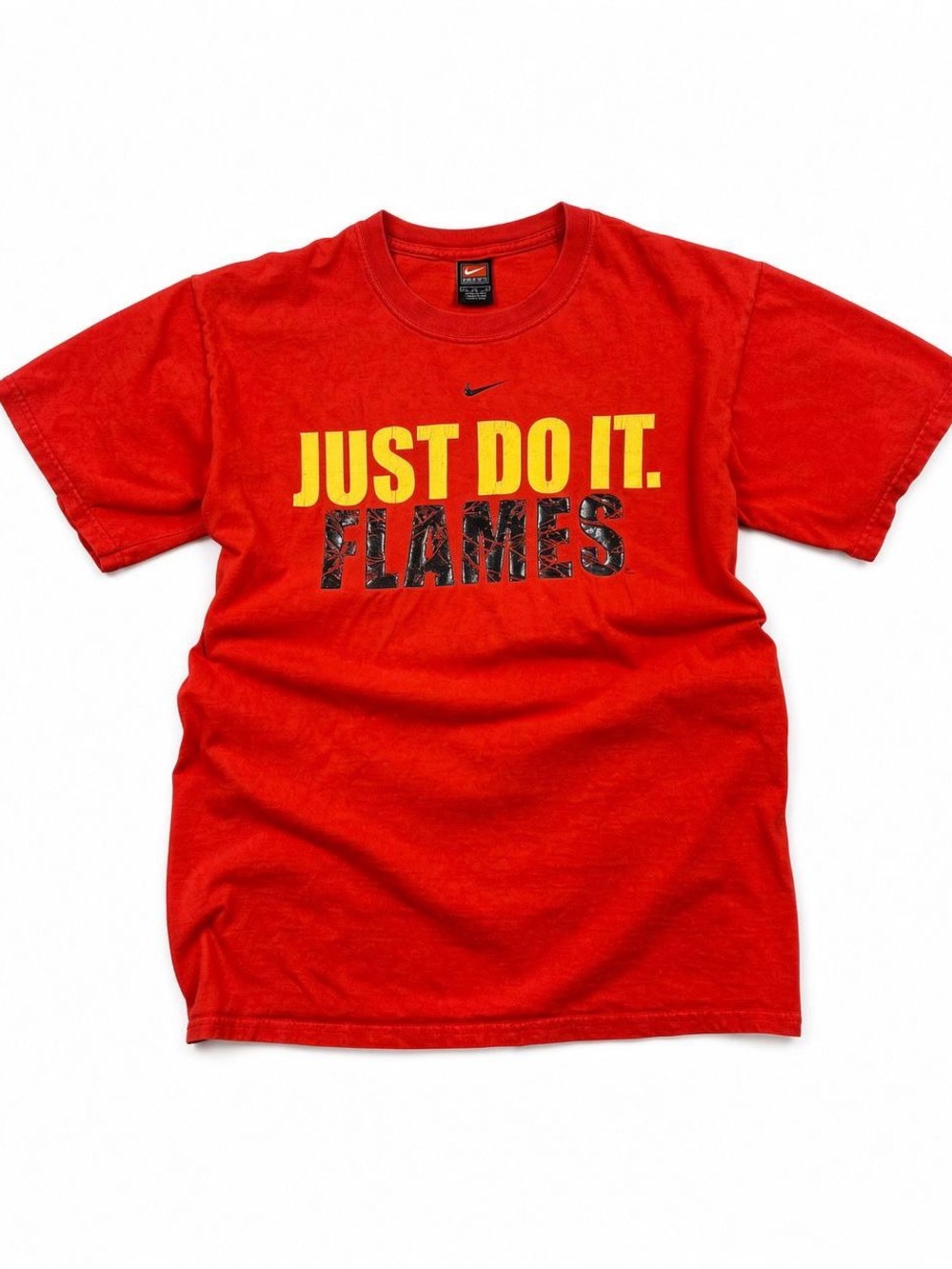Vintage Nike Team Calgary Flames Just Do It T-Shirt Mens M Red NHL Hockey Tee
